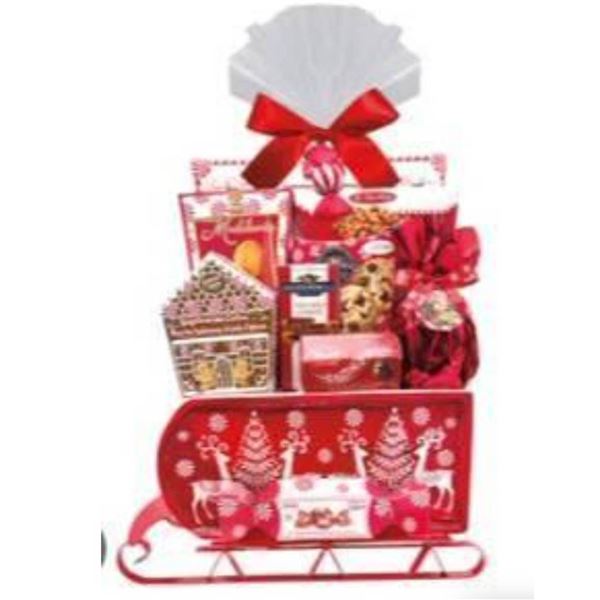Winter Themed Red and White Ceramic Serving Tray with Holiday Treats