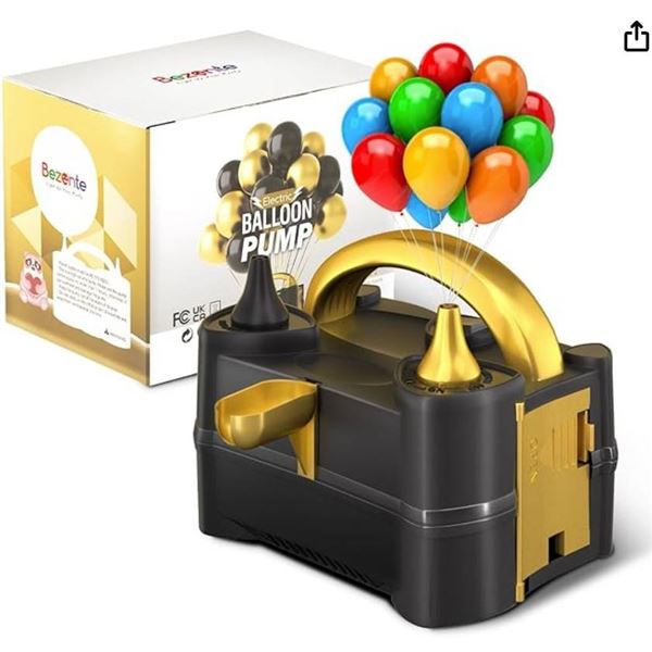 Bezente Balloon Pump Electric, Portable Balloon Inflator Pump Electric Air Pump for Balloons Dual No