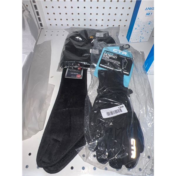 CTR Glacier Gloves, Nyslip Headband, and Knit Cap