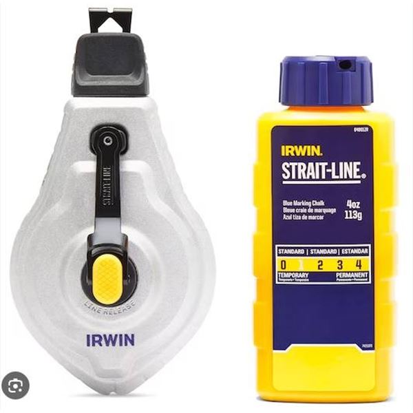 Irwin Strait-Line 100 ft/30 m Mach6 Chalk Reel with Blue Chalk Refill
