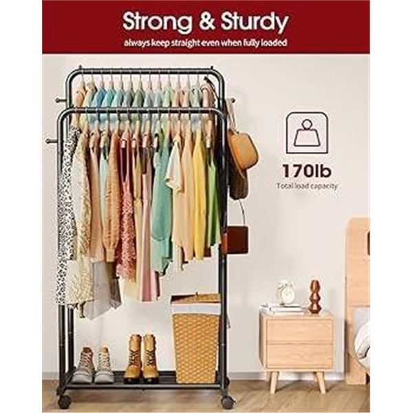 Sakugi Double-Poles Garment Rack, Model CAXHE661BL