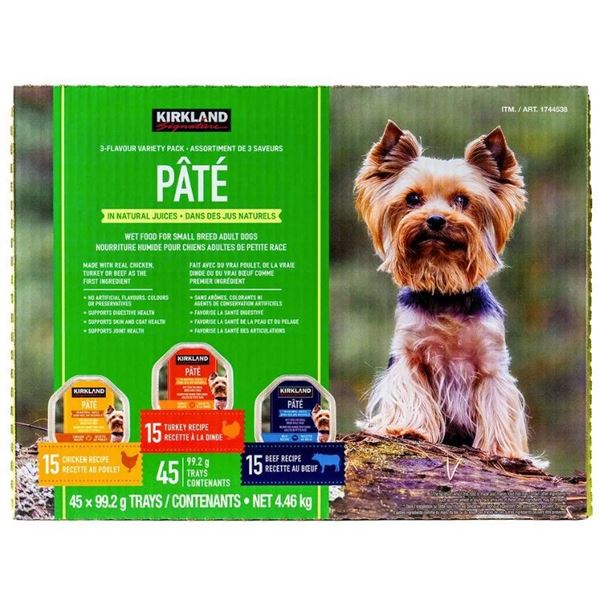 Kirkland Signature Dog Food Pate with 3 Flavors, 45 Trays Total
