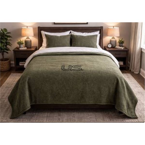 U.S. Military Wool Blanket in Green Color **BLANKET ONLY**