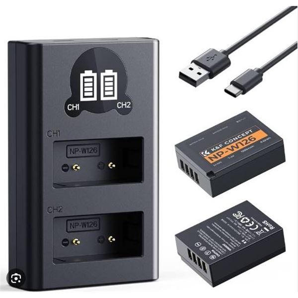 K&F Concept NP-W126 NP-W1 Camera Battery Charger Kit Compatible with Fuji Models