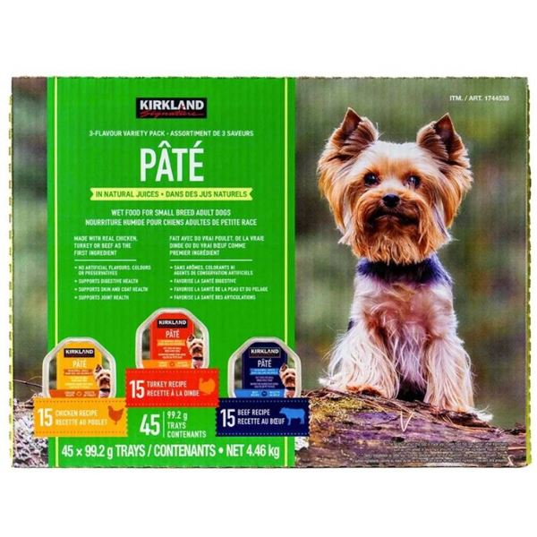 Kirkland Signature Dog Food Pate with 3 Flavors, 45 Trays Total