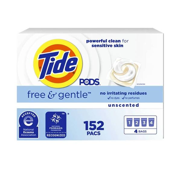 Tide Pods Free & Gentle Unscented Laundry Detergent – 152 Count