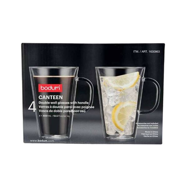 Bodum Canteen Double-Wall Glasses With Handles – Set of 4