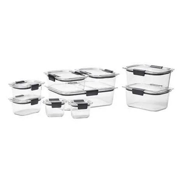 Rubbermaid Brilliance Glass Food Storage Containers, Set of 9 Food Containers with Lids (18 Pieces T