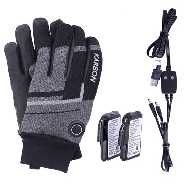 Karbon L-G Heated Sports Gloves with Leather Palm and 3M Thinsulate