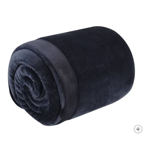Kirkland King-Size Plush Blanket, 112 in x 92 in, Navy Blue