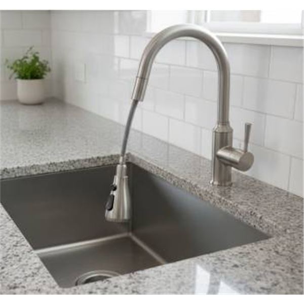 Kitchen Faucet Single-Handle Stainless Steel with Pull-Down Sprayer