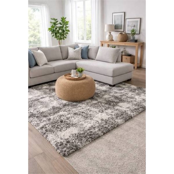 Cam Living Rosedale Super Soft Touch Area Rug Roll – Gray/White Mix