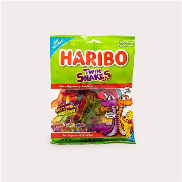 Haribo Twin Snakes Sweet and Sour Gummy Candy 12 Bags 175g Each