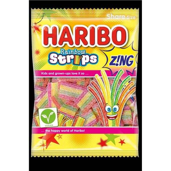 Haribo Rainbow Strips Zing 12 x 170g Packs