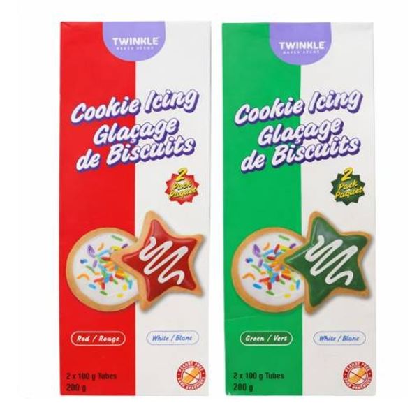 2 Cookie Icing Glacage Tubes by Twinkle in Red and Green