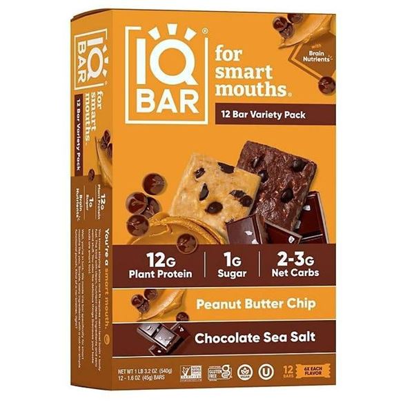 IQ Bar 18 Bar Variety Pack, Assorted Protein Bars