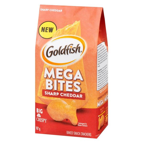 Goldfish Mega Bites Sharp Cheddar 167g, Set of 12