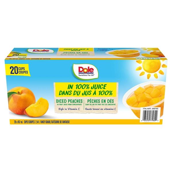 Dole 20 Cups of Mandarin Oranges in Fruit Juice – 107 mL Each