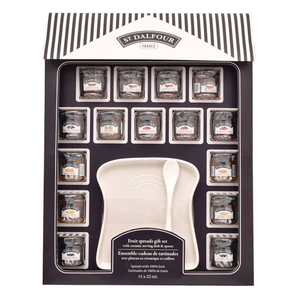 St. Dalfour Fruit Spread Gift Set with Ceramic Tray and Spoon