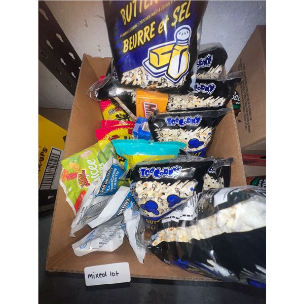 Snack Items Featuring Butter Salt Popcorn and Assorted Products