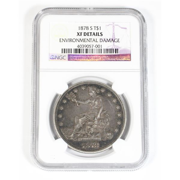 1878 AMERICAN SILVER TRADE DOLLAR NGC GRADED COIN