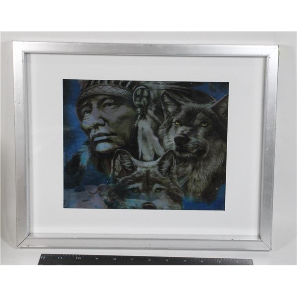 HOLOGRAPHIC WILDLIFE PICTURE IN FRAME 12X14