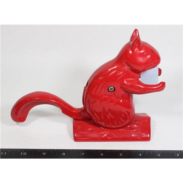 VINTAGE RED METAL SQUIRREL NUTCRACKER
