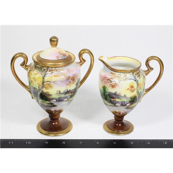 ANTIQUE NORITAKE CREAMER & SUGAR