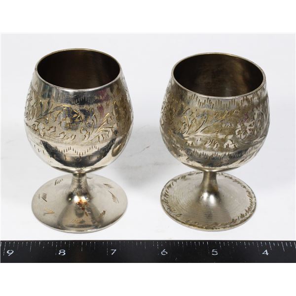 VINTAGE SILVER-PLATED BRASS GOBLETS