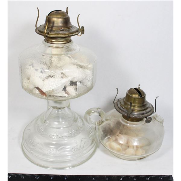 VINTAGE 2 GLASS OIL LAMPS
