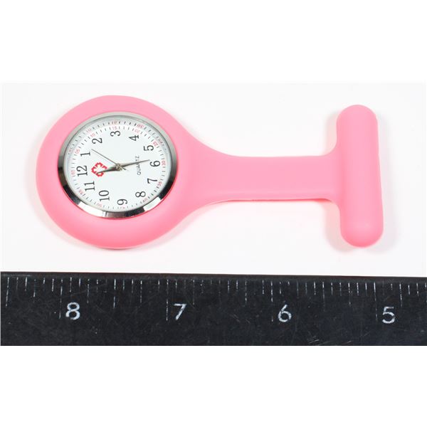 NEW PINK SILICONE NURSES WATCH WITH LOCKING