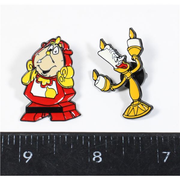 2 NEW BEAUTY AND THE BEAST THEME LAPEL PINS