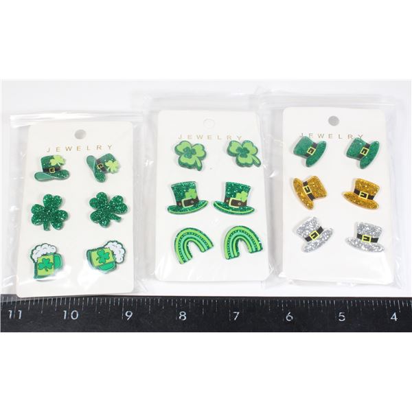 3 NEW SETS OF SPARKLY ST. PATRICK DAY EARRINGS