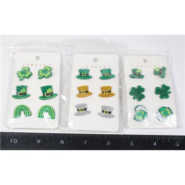3 NEW SETS OF SPARKLY ST. PATRICK DAY EARRINGS