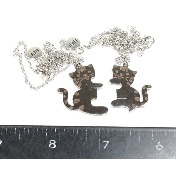 NEW STAINLESS STEEL CATS HUGGING BEST FRIEND