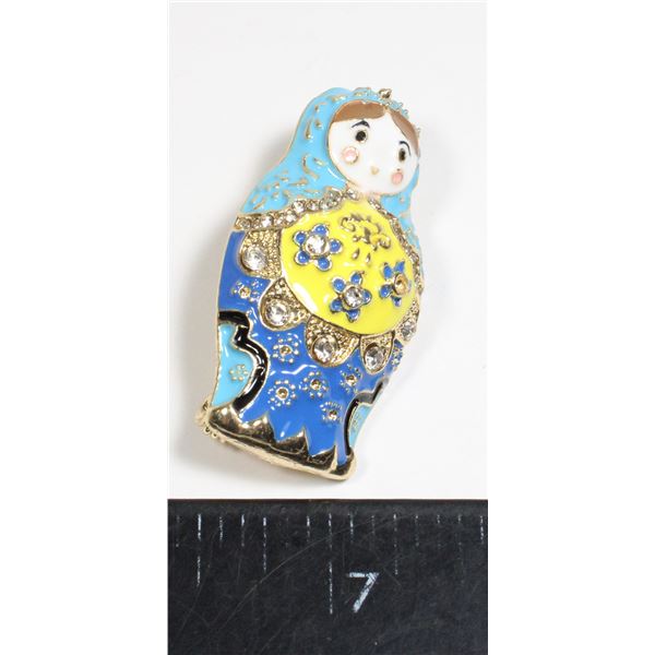 NEW FESTIVE MATRYOSHKA DOLL BROOCH RHINESTONE