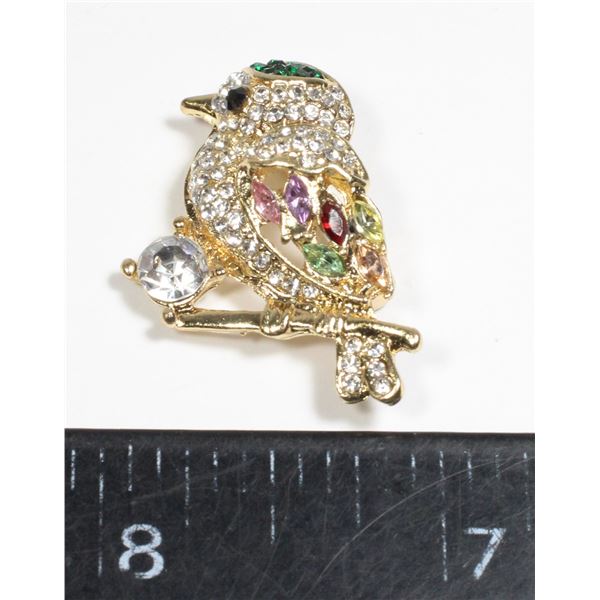 NEW PETITE RHINESTONE BIRD BROOCH