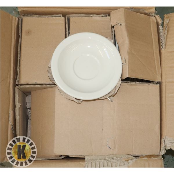 BOX OF ONEIDA  MUGS WITH SAUCERS