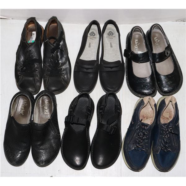 BOX OF ASSORTED WOMENS SHOES, MOST