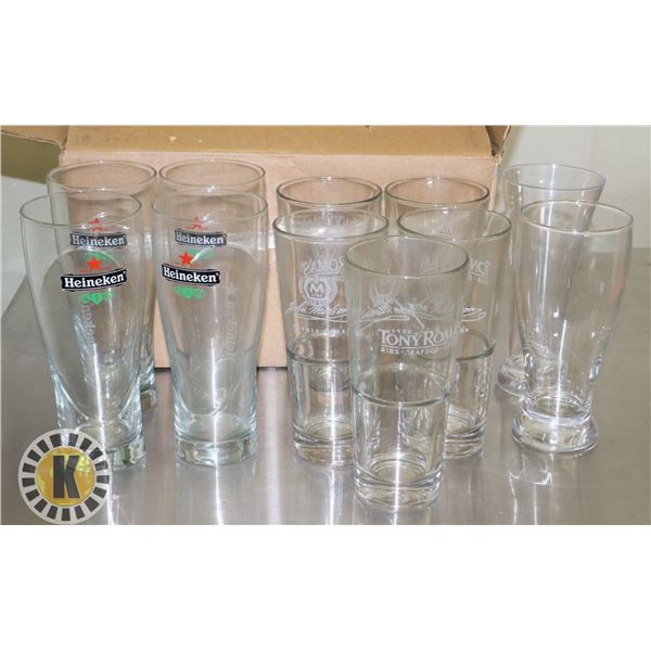 BOX OF ASSORTED GLASSES