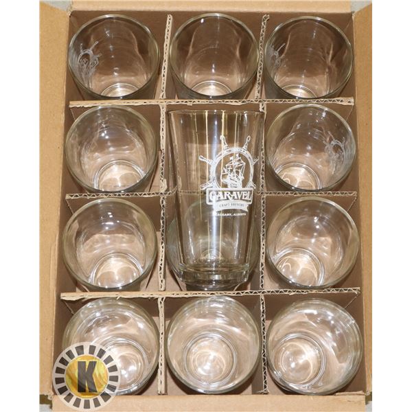 BOX OF CARAVEL CALGARY BRANDED GLASSES