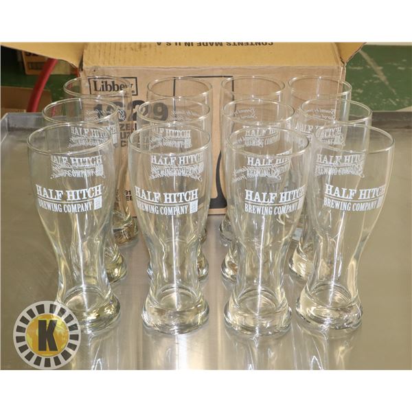 CASE 20-OZ OF HALF HITCH BREWING BRANDED GLASSES