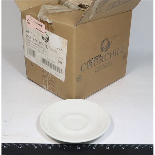 CASE OF NEW CHATEAU WHITE MOCHA/ COFFEE SAUCERS