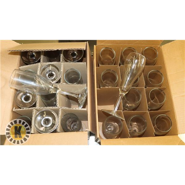 TWO BOXES OF TALL GLASSES