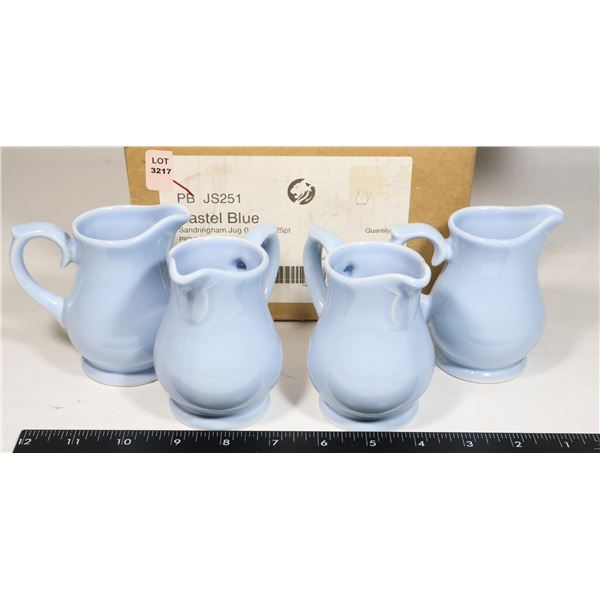 FOUR NEW PASTEL BLUE MINI PITCHERS