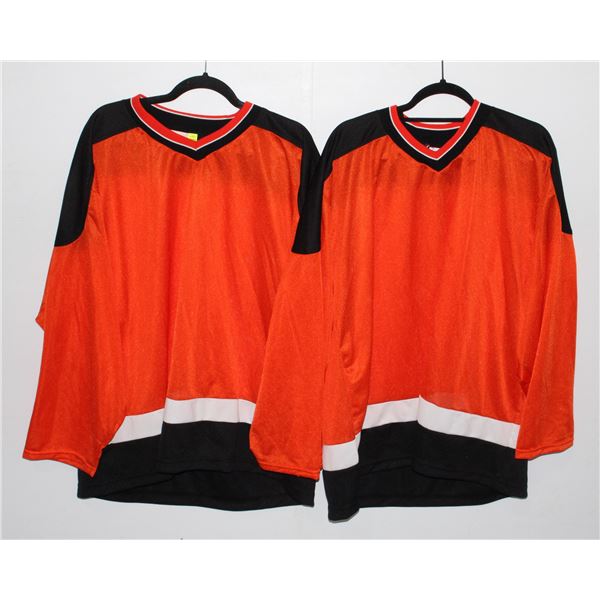 LOT OF 2 MENS XL LONG SLEEVE ORANGE JERSEYS