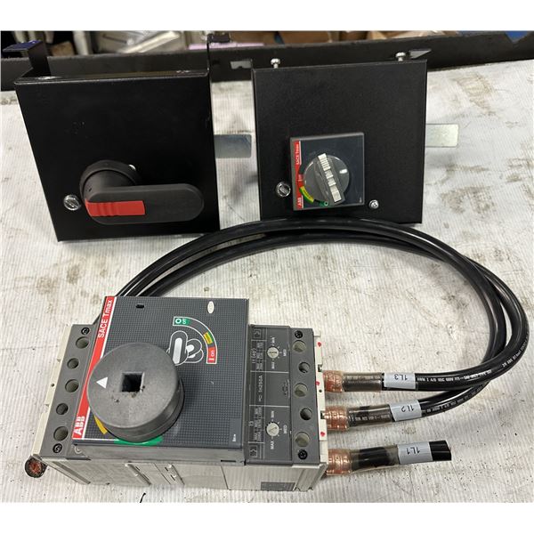 Lot of (3) ABB #Tmax T4L 250 Circuit Breaker & 2 - Shut Off Handles