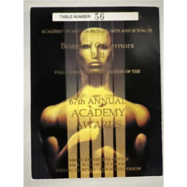 67th Annual Academy Awards Original 1995 Admission Ticket to