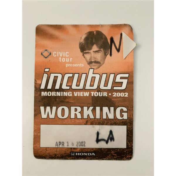 Incubus 2002 Morning View Tour Backstage Working Pass