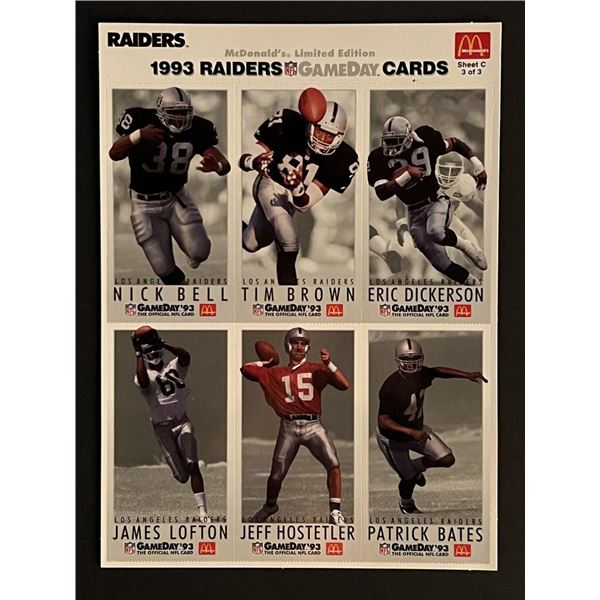 1993 Raiders Football Uncut Card Sheet
